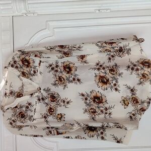 Maurices Floral Blouse - Cream and Brown